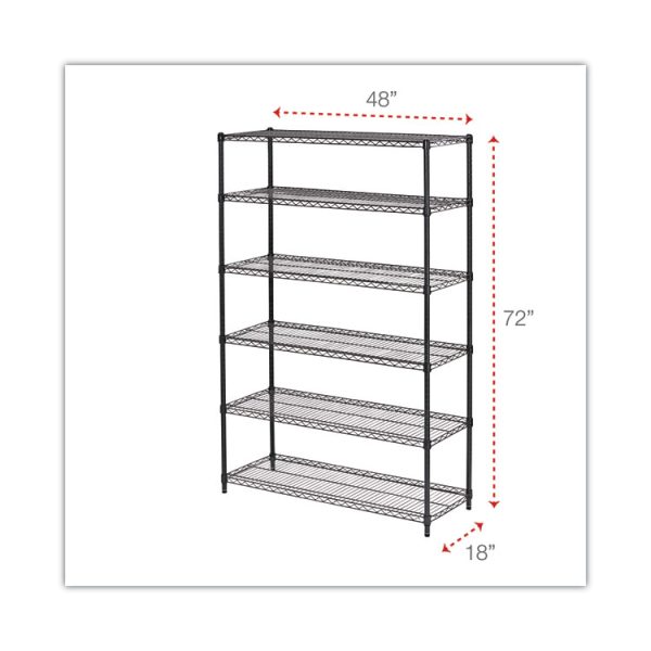 Nsf Certified 6-Shelf Wire Shelving Kit, 48w X 18d X 72h, Black Anthracite - Image 2