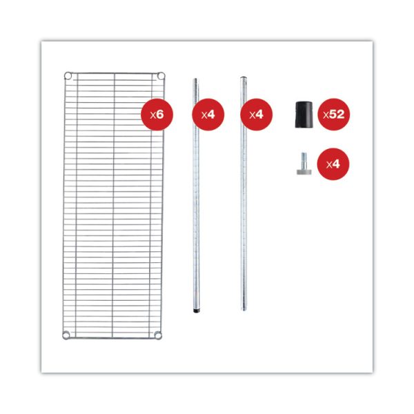 Nsf Certified 6-Shelf Wire Shelving Kit, 48w X 18d X 72h, Silver - Image 7