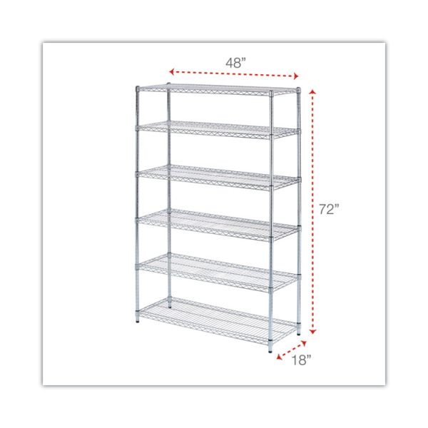 Nsf Certified 6-Shelf Wire Shelving Kit, 48w X 18d X 72h, Silver - Image 2