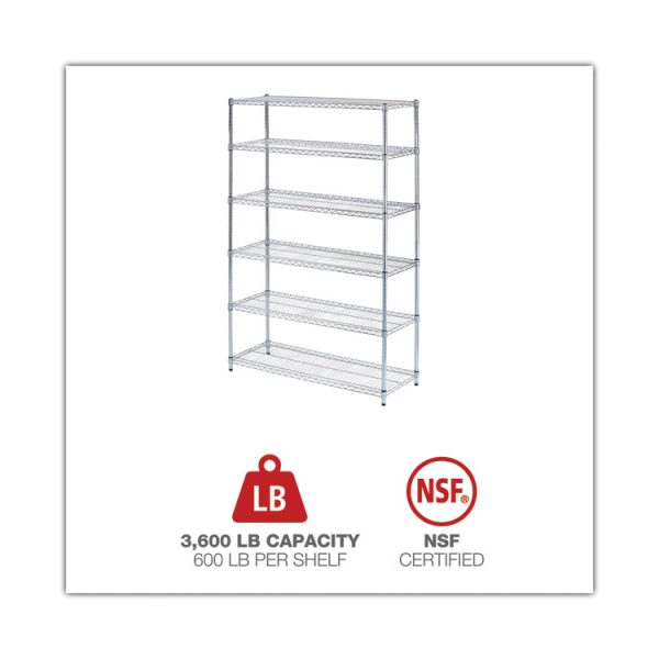 Nsf Certified 6-Shelf Wire Shelving Kit, 48w X 18d X 72h, Silver - Image 5