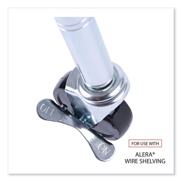 Optional Casters for Wire Shelving, Grip Ring Stem, 3" Wheel, Black, 4/Set (2 Locking) - Image 4