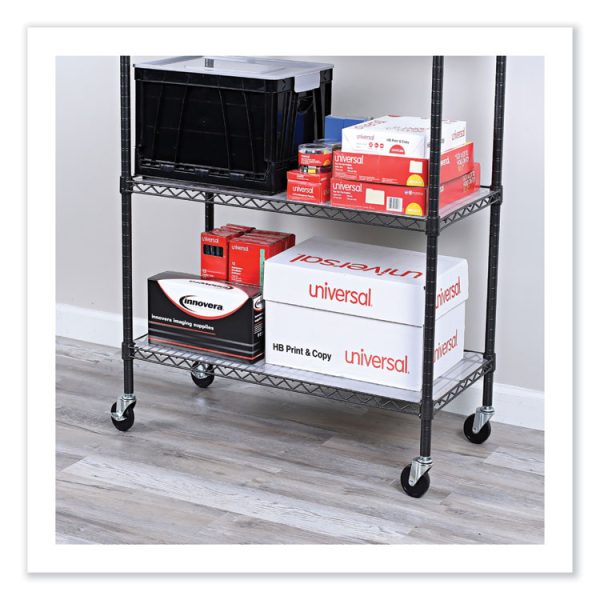 Optional Casters for Wire Shelving, Grip Ring Stem, 3" Wheel, Black, 4/Set (2 Locking) - Image 5