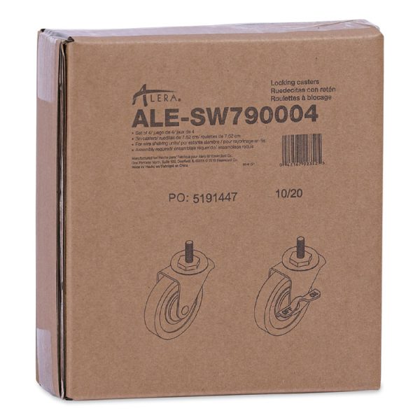 Optional Casters for Wire Shelving, Grip Ring Stem, 3" Wheel, Black, 4/Set (2 Locking) - Image 7
