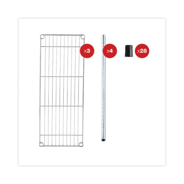 Residential Wire Shelving, Three-Shelf, 36w X 14d X 36h, Silver - Image 7