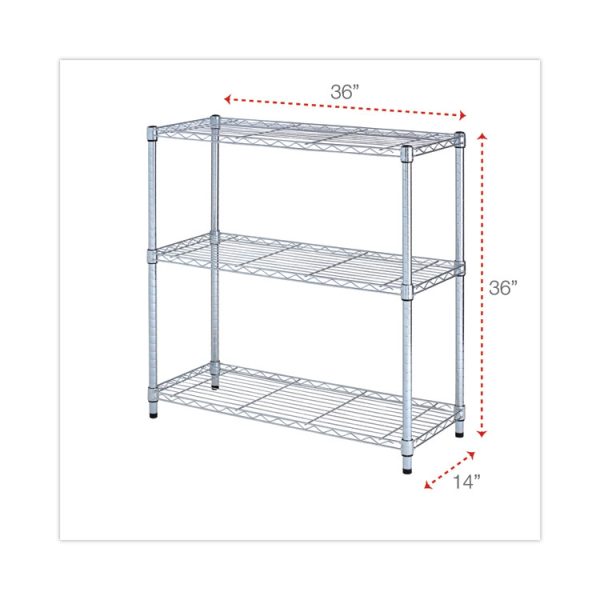 Residential Wire Shelving, Three-Shelf, 36w X 14d X 36h, Silver - Image 2