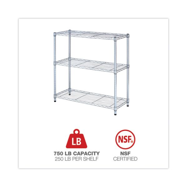 Residential Wire Shelving, Three-Shelf, 36w X 14d X 36h, Silver - Image 5