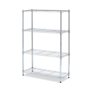 Residential Wire Shelving, Four-Shelf, 36w X 14d X 54h, Silver