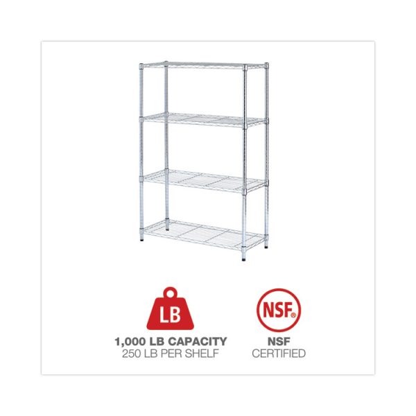 Residential Wire Shelving, Four-Shelf, 36w X 14d X 54h, Silver - Image 5