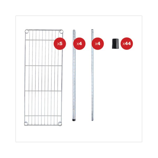 Residential Wire Shelving, Five-Shelf, 36w X 14d X 72h, Silver - Image 7