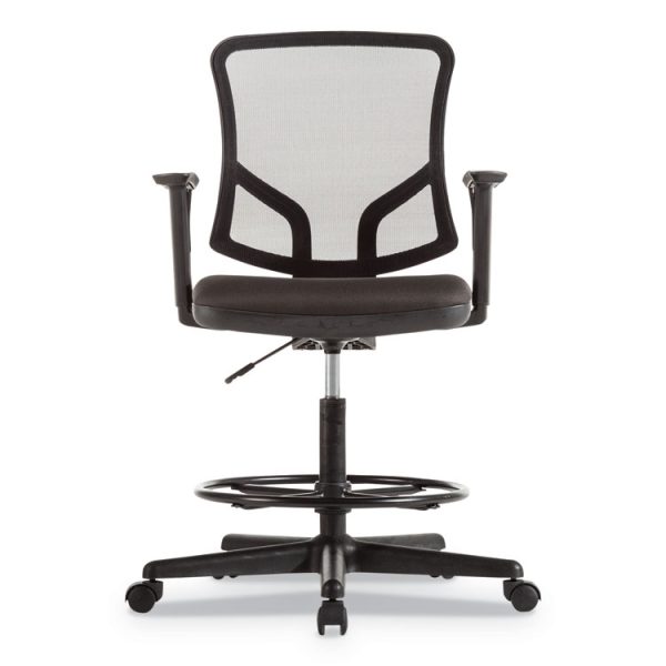 Alera Everyday Task Stool, Fabric Seat, Mesh Back, Supports Up To 275 Lb, 20.9" To 29.6" Seat Height, Black - Image 2