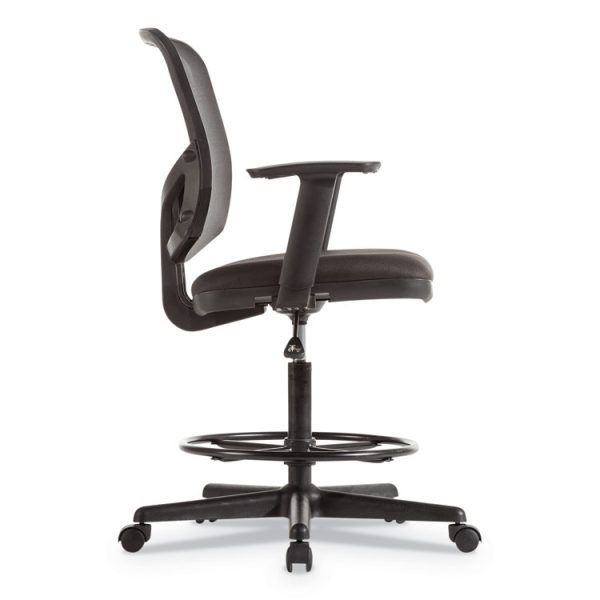 Alera Everyday Task Stool, Fabric Seat, Mesh Back, Supports Up To 275 Lb, 20.9" To 29.6" Seat Height, Black - Image 3