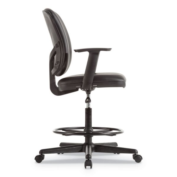 Alera Everyday Task Stool, Bonded Leather Seat/back, Supports Up To 275 Lb, 20.9" To 29.6" Seat Height, Black - Image 3