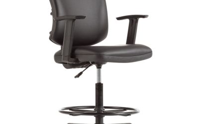 Alera Everyday Task Stool, Bonded Leather Seat/back, Supports Up To 275 Lb, 20.9″ To 29.6″ Seat Height, Black