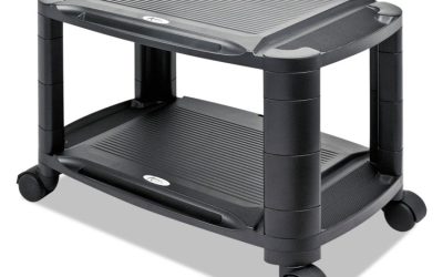 3-in-1 Cart/Stand, Plastic, 3 Shelves, 1 Drawer, 100 lb Capacity, 21.63″ x 13.75″ x 24.75″, Black/Gray