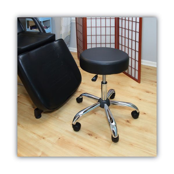 Height Adjustable Lab Stool, Backless, Supports Up To 275 Lb, 19.69" To 24.80" Seat Height, Black Seat, Chrome Base - Image 5
