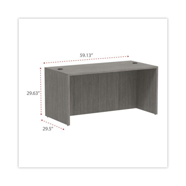Alera Valencia Series Straight Front Desk Shell, 59.13" x 29.5" x 29.63", Gray - Image 2