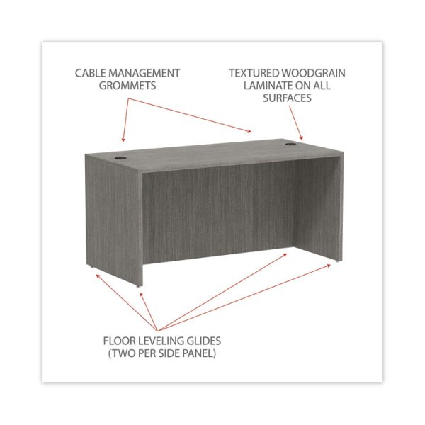 Alera Valencia Series Straight Front Desk Shell, 59.13" x 29.5" x 29.63", Gray - Image 3