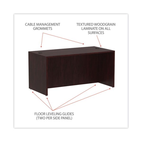 Alera Valencia Series Straight Front Desk Shell, 59.13" X 29.5" X 29.63", Mahogany - Image 3