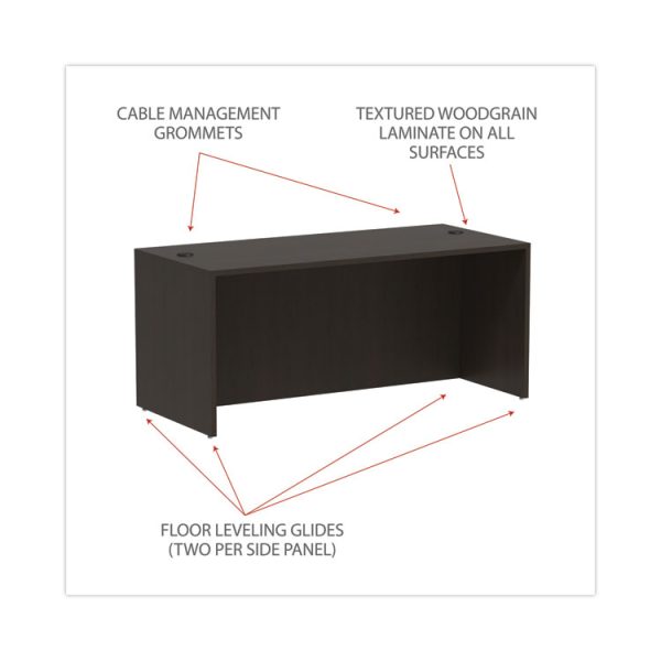 Alera Valencia Series Straight Front Desk Shell, 65" X 29.5" X 29.63", Espresso - Image 3