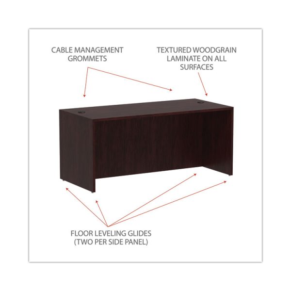 Alera Valencia Series Straight Front Desk Shell, 65" X 29.5" X 29.63", Mahogany - Image 3