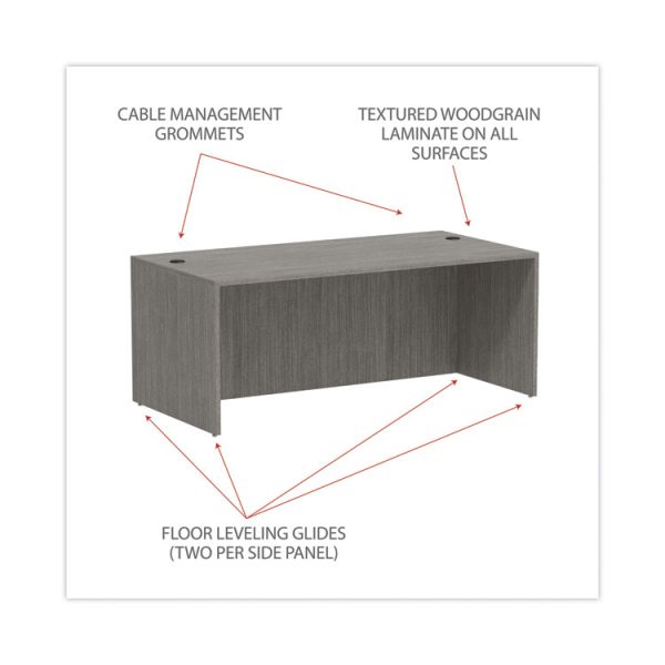 Alera Valencia Series Straight Front Desk Shell, 71" x 35.5" x 29.63", Gray - Image 3