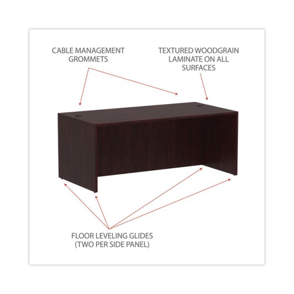 Alera Valencia Series Straight Front Desk Shell, 71" X 35.5" X 29.63", Mahogany - Image 3