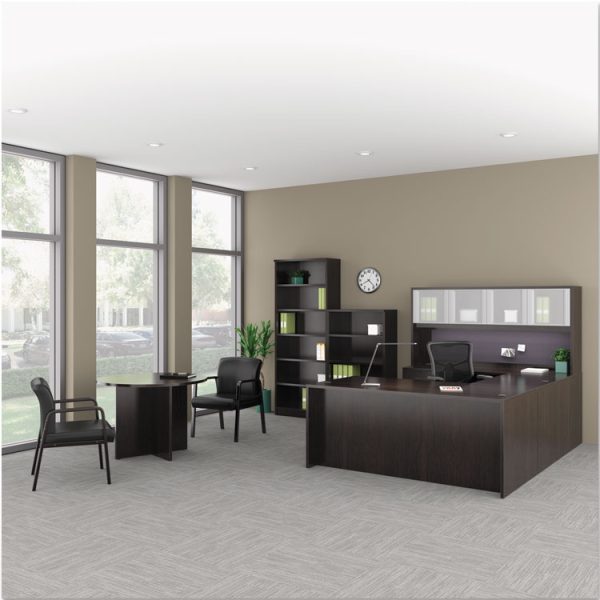 Alera Valencia Series Bow Front Desk Shell, 71" X 41.38" X 29.63", Espresso - Image 3