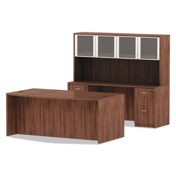 Alera Valencia Series Bow Front Desk Shell, 71" X 41.38" X 29.63", Modern Walnut - Image 4