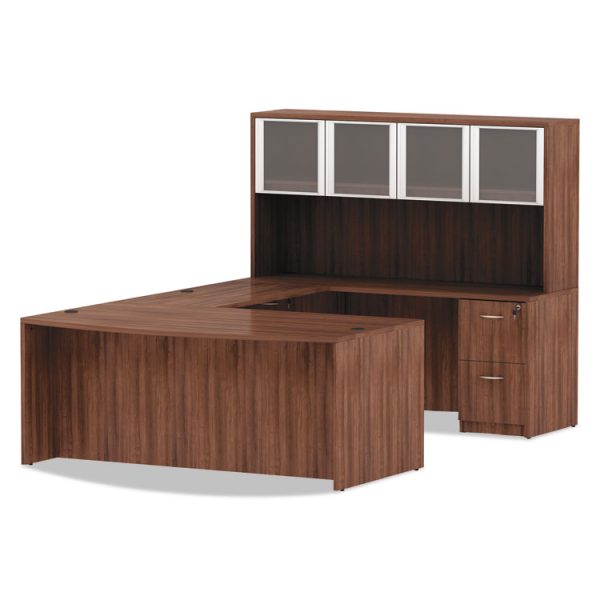 Alera Valencia Series Bow Front Desk Shell, 71" X 41.38" X 29.63", Modern Walnut - Image 5