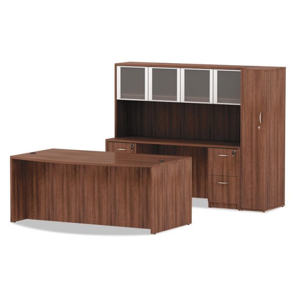 Alera Valencia Series Bow Front Desk Shell, 71" X 41.38" X 29.63", Modern Walnut - Image 6