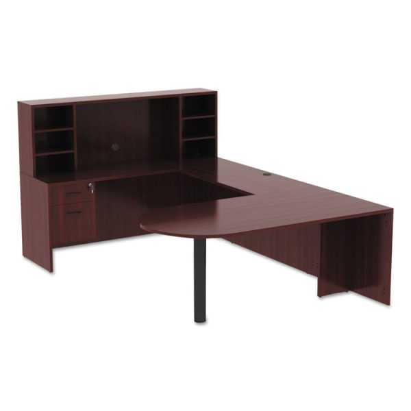 Alera Valencia Series D-Top Desk, 71" X 35.5" X 29.63", Mahogany - Image 6