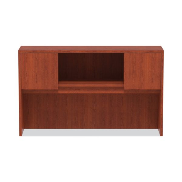 Alera Valencia Series Hutch with Doors, 4 Compartments, 58.88w x 15d x 35.38h, Medium Cherry - Image 7