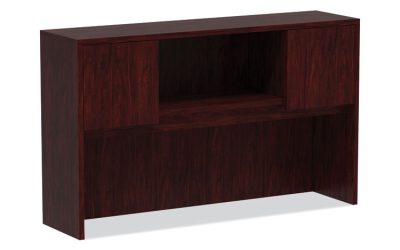 Alera Valencia Series Hutch with Doors, 4 Compartments, 58.88w x 15d x 35.38h, Mahogany