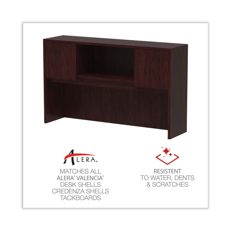Alera Valencia Series Hutch with Doors, 4 Compartments, 58.88w x 15d x 35.38h, Mahogany - Image 4