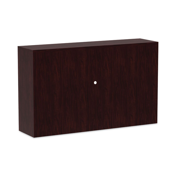 Alera Valencia Series Hutch with Doors, 4 Compartments, 58.88w x 15d x 35.38h, Mahogany - Image 5