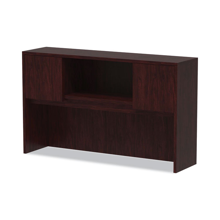 Alera Valencia Series Hutch with Doors, 4 Compartments, 58.88w x 15d x 35.38h, Mahogany - Image 6