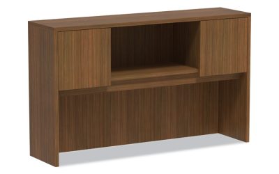 Alera Valencia Series Hutch with Doors, 4 Compartments, 58.88w x 15d x 35.38h, Modern Walnut