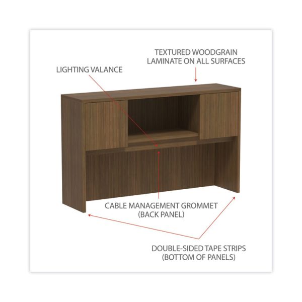 Alera Valencia Series Hutch with Doors, 4 Compartments, 58.88w x 15d x 35.38h, Modern Walnut - Image 3