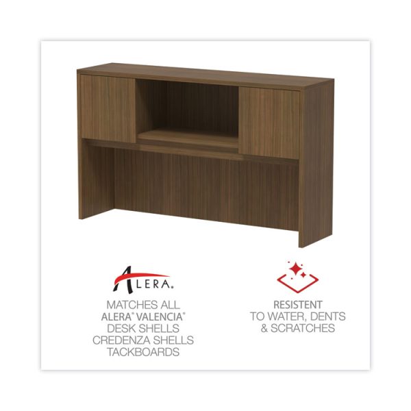 Alera Valencia Series Hutch with Doors, 4 Compartments, 58.88w x 15d x 35.38h, Modern Walnut - Image 4