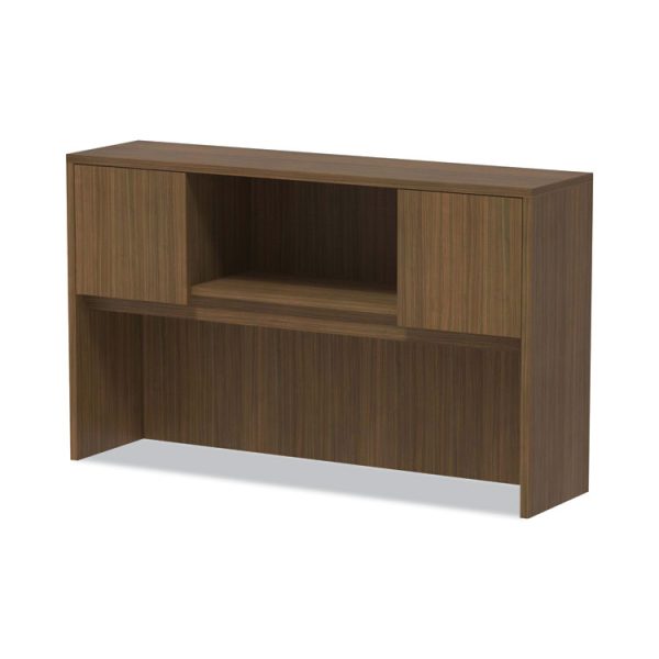 Alera Valencia Series Hutch with Doors, 4 Compartments, 58.88w x 15d x 35.38h, Modern Walnut - Image 6