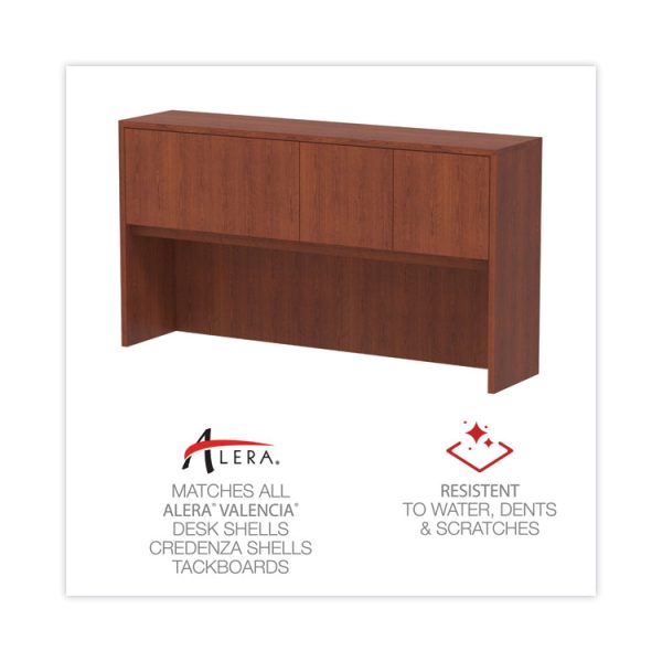 Alera Valencia Series Hutch with Doors, 4 Compartments, 64.75w x 154d x 35.38h, Medium Cherry - Image 4