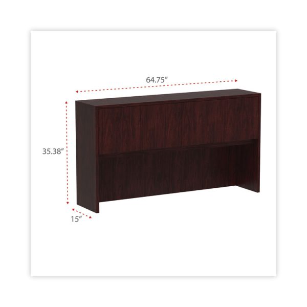 Alera Valencia Series Hutch with Doors, 4 Compartments, 64.75w x 15d x 35.38h, Mahogany - Image 2