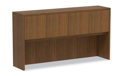 Alera Valencia Series Hutch with Doors, 4 Compartments, 64.75w x 15d x 35.38h, Modern Walnut