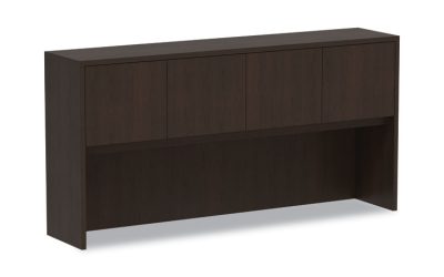 Alera Valencia Series Hutch with Doors, 4 Compartments, 70.63w x 15d x 35.38h, Espresso