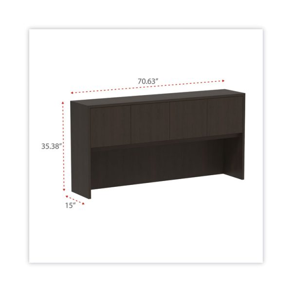 Alera Valencia Series Hutch with Doors, 4 Compartments, 70.63w x 15d x 35.38h, Espresso - Image 2