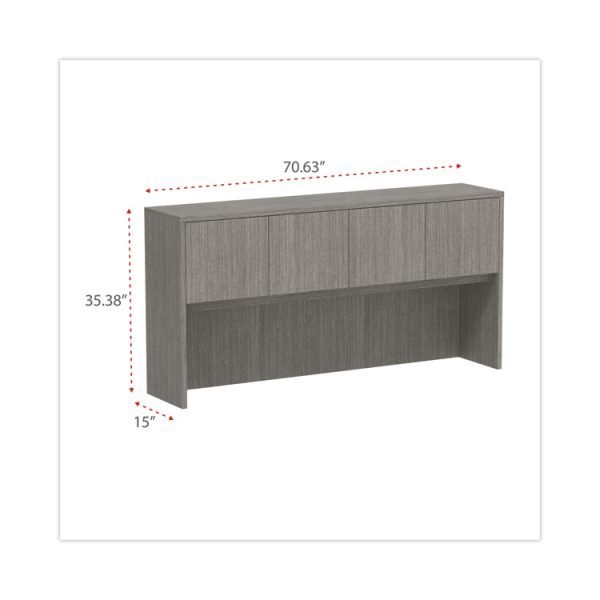 Alera Valencia Series Hutch with Doors, 4 Compartments, 70.63w x 15d x 35.38h, Gray - Image 2