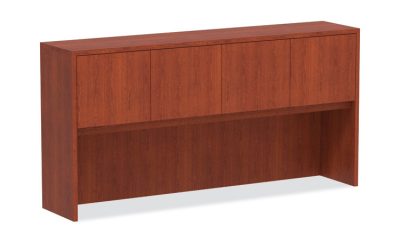 Alera Valencia Series Hutch with Doors, 4 Compartments, 70.63w x 15d x 35.38h, Medium Cherry