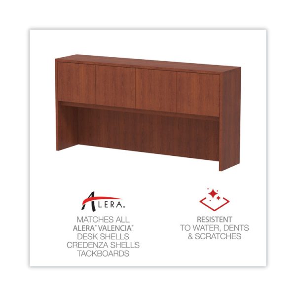 Alera Valencia Series Hutch with Doors, 4 Compartments, 70.63w x 15d x 35.38h, Medium Cherry - Image 4