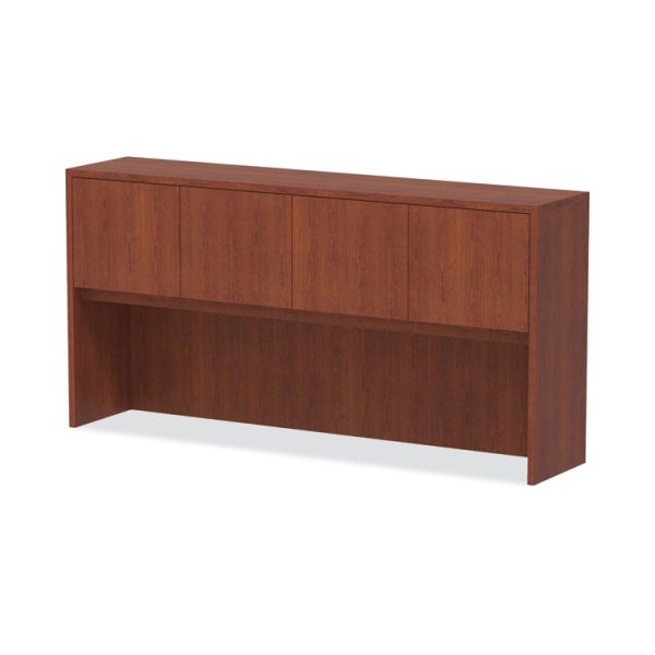 Alera Valencia Series Hutch with Doors, 4 Compartments, 70.63w x 15d x 35.38h, Medium Cherry - Image 6
