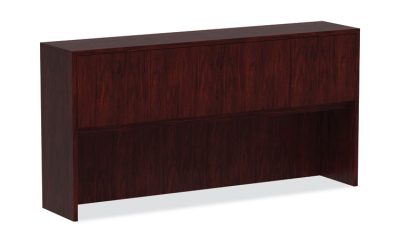 Alera Valencia Series Hutch with Doors, 4 Compartments, 70.63w x 15d x 35.38h, Mahogany